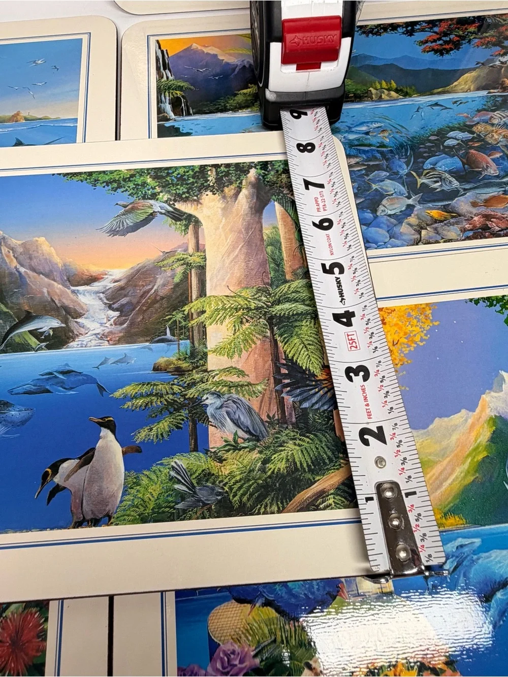 Set of 6 Coastal & Pastoral Scenic Placemats - Blue Multicolor